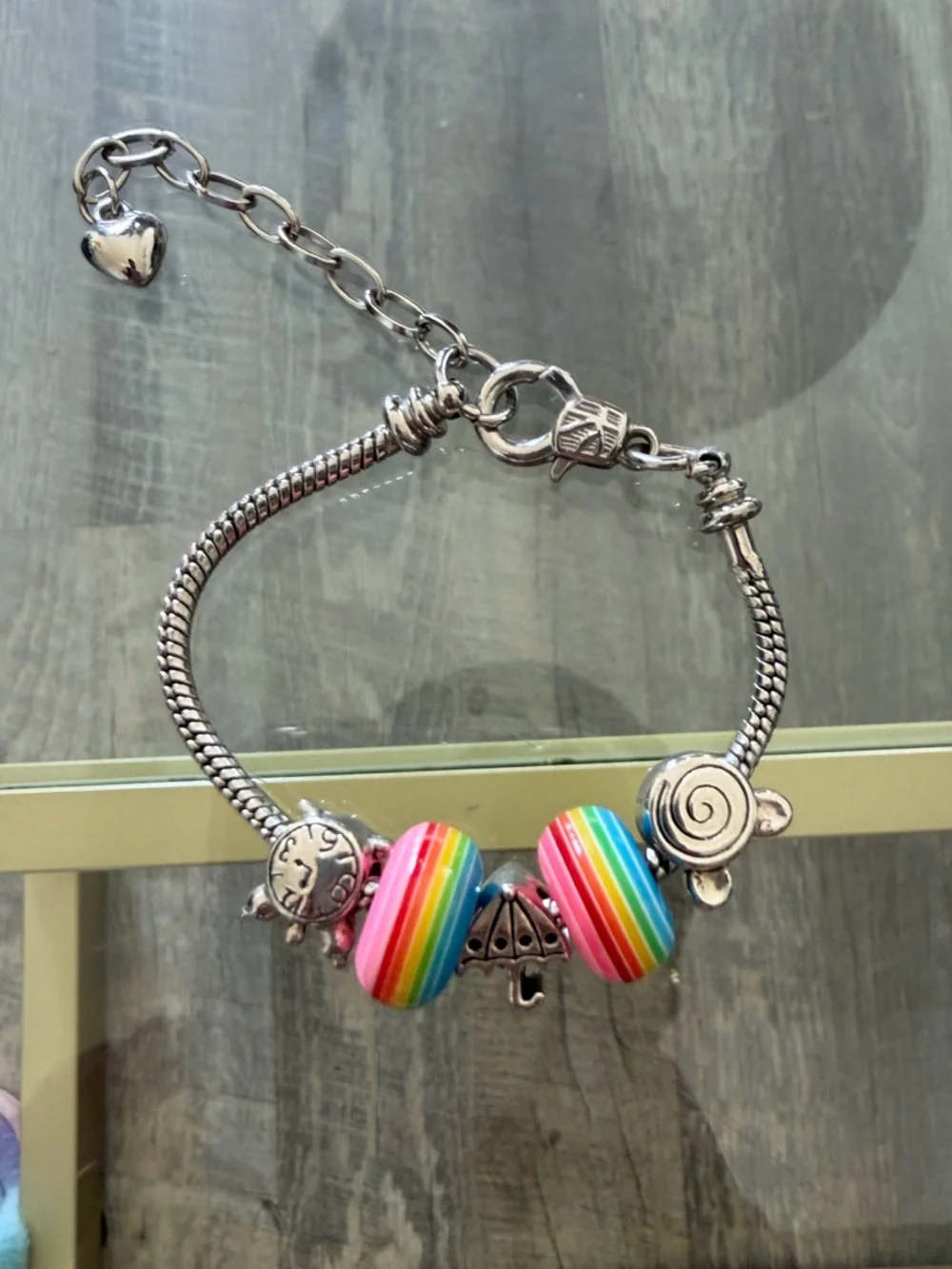 Kids Rainbow Charm Bracelet with Silver Accents